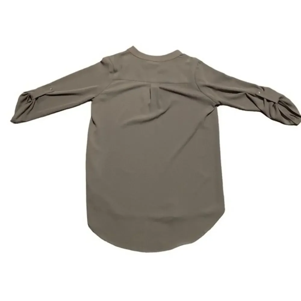 Perfect Peach‎ Blouse Top V neck 3/4 Sleeve Grey Size Small